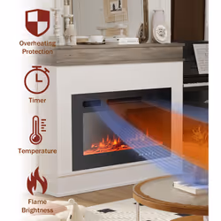 M.C.Haus 30"Ultra-Thin Electric Fireplace with Wooden Surround