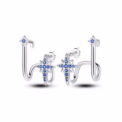Earring 925 Sterling Silver Heart Hoop Earrings Stud Earrings Silver Women Star Butterfly Earrings for Women Jewelry - KTE186