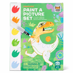 Tiger Tribe Paint-a-Picture Set (Dinosaurs) - 16-Page Dinosaur Painting Book, 6 Paint Colours On Every Page, 1 Magic Water Br ...