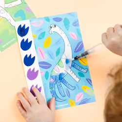 Tiger Tribe Paint-a-Picture Set (Dinosaurs) - 16-Page Dinosaur Painting Book, 6 Paint Colours On Every Page, 1 Magic Water Brush & Sponge