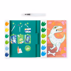 Tiger Tribe Paint-a-Picture Set (Dinosaurs) - 16-Page Dinosaur Painting Book, 6 Paint Colours On Every Page, 1 Magic Water Brush & Sponge