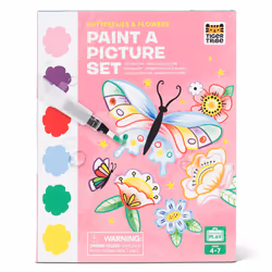 Tiger Tribe Paint-a-Picture Set (Butterflies & Flowers) - 16-Page Nature Painting Book, 6 Paint Colours On Every Page, 1 Magi ...