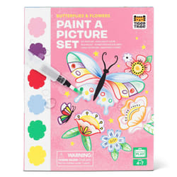 Tiger Tribe Paint-a-Picture Set (Butterflies & Flowers) - 16-Page Nature Painting Book, 6 Paint Colours On Every Page, 1 Magic Water Brush & Sponge