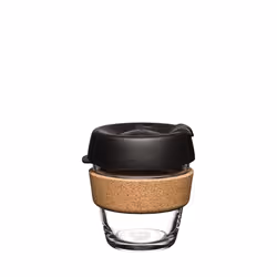KeepCup Brew Cork Black, Black, Transparent, Wood, Polypropylene (PP), Coffee, 177 ml, 5.5 cm, 76 mm