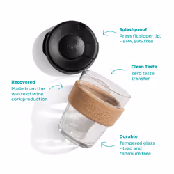 KeepCup 12oz Reusable Coffee Cup. Toughened Glass Cup & Natural Cork Band. 12-Ounce/Medium  Filter - BFIL12