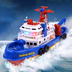 Kids Music Light Water Spray Electric Marine Rescue Fire Boat Model Education Toy