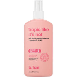 b.tan SPF 15 Deep Dry Spray Tanning Oil | Tropic Like It's Hot  Keeps Skin Hydrated & Hot from Grapefruit  Tangerine  Vitamins C  B5  E  A  8 Fl Oz