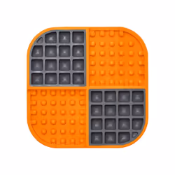 LickiMat Dog Slomo, Square, Grey, Orange, Monochromatic, Dog, 194 g