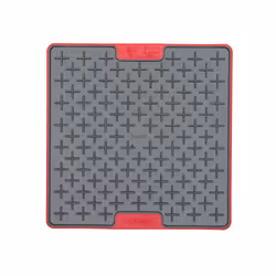 LickiMat Tuff Buddy Deluxe, Square, Grey, Red, Polypropylene, Thermoplastic Rubber (TPR), Monochromatic, 200 mm, 200 mm