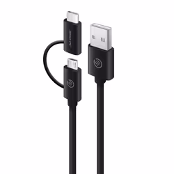 ALOGIC 1m USB 2.0 USB-A to USB-C & Micro USB-B Combo Cable for Charge & Sync - Male to Male, USB A, Micro-USB B, USB 2.0, 0.4 ...
