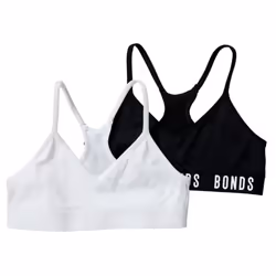 2 Pack Bonds Girls Kids Sports Seamless Racer Black White Back Crop Top Bra UXNK2A - 10-12