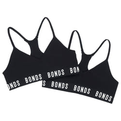 2 Pack Bonds Girls Kids Sports Seamless Racer Black Back Crop Top Bra UXNK2A - 10-12