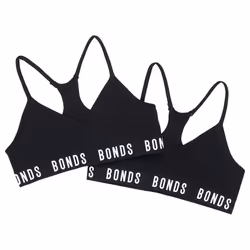 2 Pack Bonds Girls Kids Sports Seamless Racer Black Back Crop Top Bra UXNK2A - 12-14