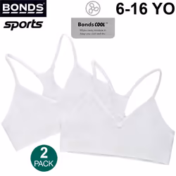 2 Pack Bonds Girls Kids Sports Seamfree Racer Back Super Stretchy Crop Top Bra UXNK2A - 10-12