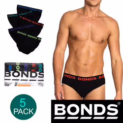 Bonds 5 Pack Mens Assorted Black Cotton Hipster Briefs Comfy Undies Underwear M8DM5T 39K - XL