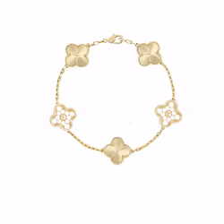 V Golden Family Four Leaf Grass Bracelet Women's Version 18K Rose Gold Flower Both Flower Natural Black And White Frita - Whi ...