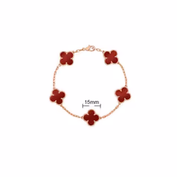V Golden Family Four Leaf Grass Bracelet Women's Version 18K Rose Gold Flower Both Flower Natural Black And White Frital Re - ...