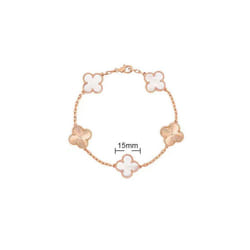 V Golden Family Four Leaf Grass Bracelet Women's Version 18K Rose Gold Flower Both Flower Natural Black And White - White Fritillaria Laser+Rose Gold