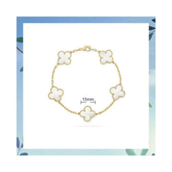 V Golden Family Four Leaf Grass Bracelet Women's Version 18K Rose Gold Flower Both Flower Natural Black And White Frital Red Chals - White Frital+Gold