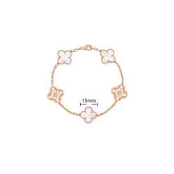 V Golden Family Four Leaf Grass Bracelet Women's Version 18K Rose Gold Flower Both Flower Natural Black And Whit - White Fritillaria Diamond+Rose Gold