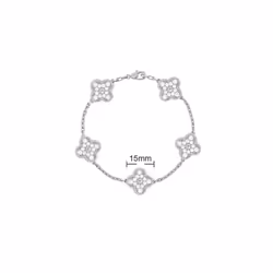 V Golden Family Four Leaf Grass Bracelet Women's Version 18K Rose Gold Flower Both Flower Natural Black And Whit - White Fritillaria Diamond+Rose Gold