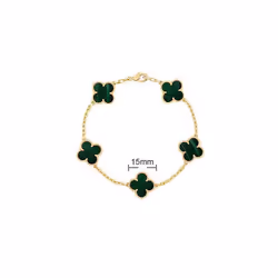 V Golden Family Four Leaf Grass Bracelet Women's Version 18K Rose Gold Flower Both Flower Natural Black And White Frital Red  ...
