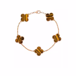 V Golden Family Four Leaf Grass Bracelet Women's Version 18K Rose Gold Flower Both Flower Natural Black And White Frital R -  ...