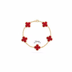 V Golden Family Four Leaf Grass Bracelet Women's Version 18K Rose Gold Flower Both Flower Natural Black And White Frital Red  ...