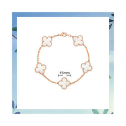 V Golden Family Four Leaf Grass Bracelet Women's Version 18K Rose Gold Flower Both Flower Natural Black And White Frital - White Fritillaria+Rose Gold