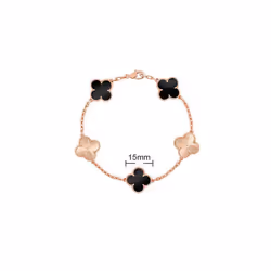 V Golden Family Four Leaf Grass Bracelet Women's Version 18K Rose Gold Flower Both Flower Natural Black And White Frital - Ag ...