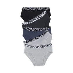 5 Pack Bonds Boys Briefs Kids Comfy Cotton Undies Underwear Black Grey UWBT5A Multi Bulk Assorted - 10-12