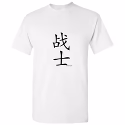 Fighter Soldier Warrior Cool Chinese Character Calligraphy Men T Shirt Tee Top - White, L