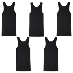 5 Pack Bonds Mens The Original Chesty Cotton Black Plain Singlet Vest Tank Top Bulk - 14 - S - 90CM