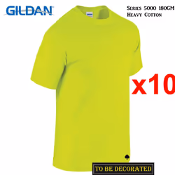 10 Packs Gildan T-SHIRT Basic Tee S - 5XL Small Big Men Heavy Cotton (Safety Green) - M