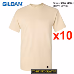 10 Packs Gildan T-SHIRT Basic Tee S - 5XL Small Big Men Heavy Cotton (Sand) - 2XL