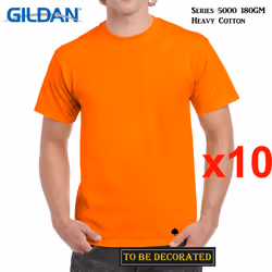 10 Packs Gildan T-SHIRT Basic Tee S - 5XL Small Big Men Heavy Cotton (Safety Orange) - 2XL