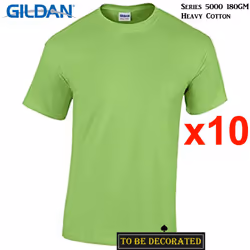 10 Packs Gildan T-SHIRT Basic Tee S - 5XL Small Big Men Heavy Cotton (Lime) - 2XL