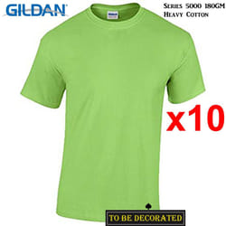 10 Packs Gildan T-SHIRT Basic Tee S - 5XL Small Big Men Heavy Cotton (Lime) - 2XL