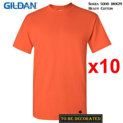 10 Packs Gildan T-SHIRT Basic Tee S - 5XL Small Big Men Heavy Cotton (Orange) - 2XL