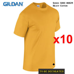 10 Packs Gildan T-SHIRT Basic Tee S - 5XL Small Big Men Heavy Cotton (Gold) - L
