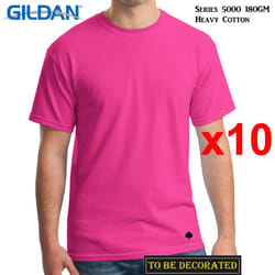 10 Packs Gildan T-SHIRT Basic Tee S - 5XL Small Big Men Heavy Cotton (Heliconia) - XL