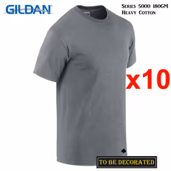 10 Packs Gildan T-SHIRT Basic Tee S - 5XL Small Big Men Heavy Cotton (Graphite Heather) - S
