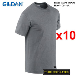 10 Packs Gildan T-SHIRT Basic Tee S - 5XL Small Big Men Heavy Cotton (Graphite Heather) - 2XL