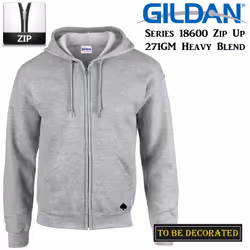 Gildan Sport Grey Zip Up Hoodie Hooded Sweatshirt Sweater Fleece Men - S
