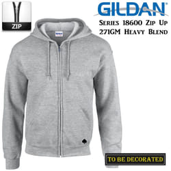Gildan Sport Grey Zip Up Hoodie Hooded Sweatshirt Sweater Fleece Men - XL