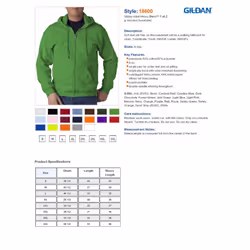 Gildan Royal Blue Zip Up Hoodie Hooded Sweatshirt Sweater Fleece - L