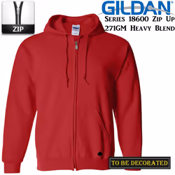 Gildan Red Zip Up Hoodie Heavy Blend Hooded Sweatshirt Sweater Sweat - L