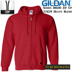 Gildan Red Zip Up Hoodie Heavy Blend Hooded Sweatshirt Sweater Sweat - L