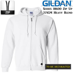 Gildan White Zip Up Hoodie Heavy Blend Basic Hooded Sweatshirt Sweater Men - S