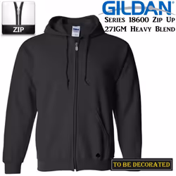 Gildan Black Zip Up Hoodie Heavy Blend Basic Hooded Sweatshirt Sweater Men - M
